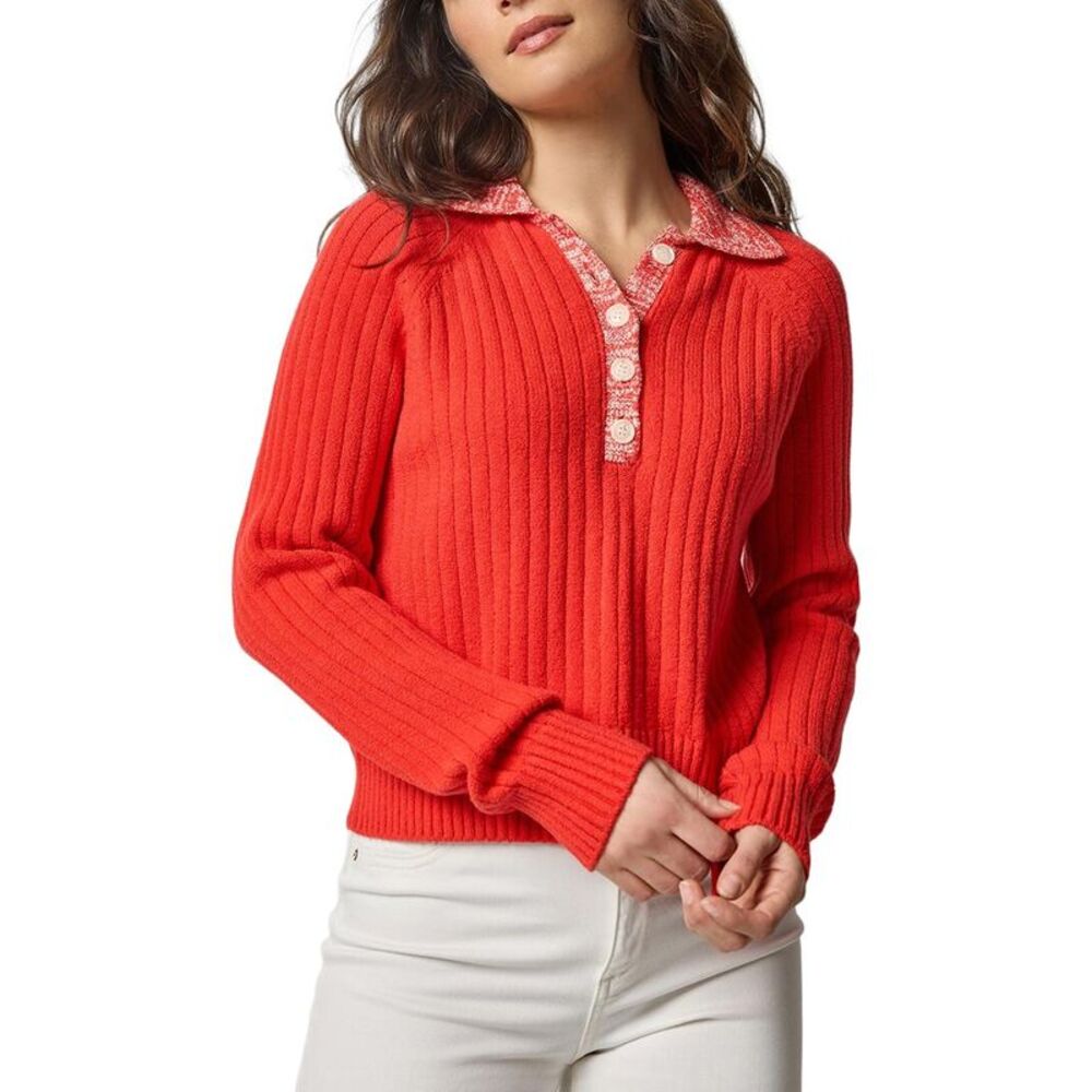 Lilla P Womens  Marled Henley Sweater